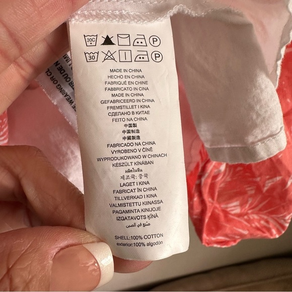 Michael kors Woodland Leaf Print Ruffle Dress Size Medium Orange & White - Picture 9 of 11